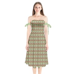 Barrel Of Monkey’s Houndstooth Pattern Dresses Shoulder Tie Bardot Midi Dress by emilyzragz