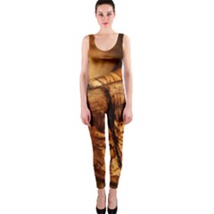 Olive Wood Wood Grain Structure One Piece Catsuit by Sapixe