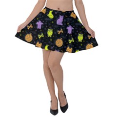 Halloween Pattern 2 Velvet Skater Skirt by JadehawksAnD