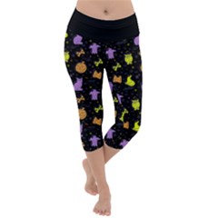 Halloween Pattern 2 Lightweight Velour Capri Yoga Leggings by JadehawksAnD