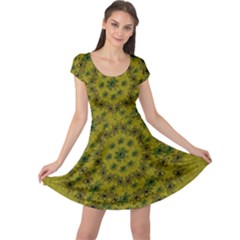 Flower Wreath In The Green Soft Yellow Nature Cap Sleeve Dress by pepitasart