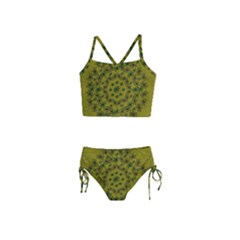 Flower Wreath In The Green Soft Yellow Nature Girls  Tankini Swimsuit by pepitasart