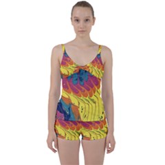 Peacock Feather Tie Front Two Piece Tankini by lwdstudio