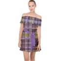 Playing with Plaid Kitten (Purple) Halloween Pattern Off Shoulder Chiffon Dress View1