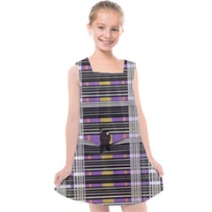 Playing With Plaid Kitten (purple) Halloween Pattern Kids  Cross Back Dress by emilyzragz