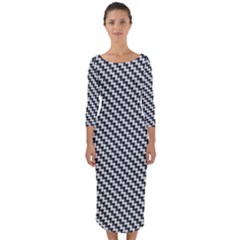 Massaging Kitties Houndstooth Pattern Quarter Sleeve Midi Bodycon Dress by emilyzragz