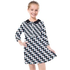 Massaging Kitties Houndstooth Pattern Kids  Quarter Sleeve Shirt Dress by emilyzragz