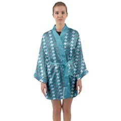 Swan Herd Houndstooth Pattern  Long Sleeve Kimono Robe by emilyzragz