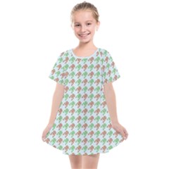 Amphibians Hopping Houndstooth Pattern Kids  Smock Dress by emilyzragz