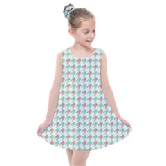 Amphibians Hopping Houndstooth Pattern Kids  Summer Dress by emilyzragz