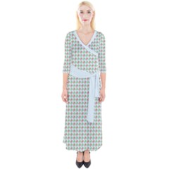 Amphibians Hopping Houndstooth Pattern Quarter Sleeve Wrap Maxi Dress by emilyzragz