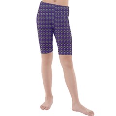 Luv Machine Robot Houndstooth Pattern (purple) Kids  Mid Length Swim Shorts by emilyzragz