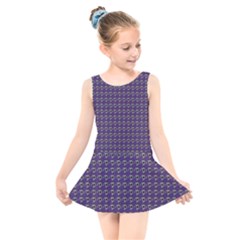 Luv Machine Robot Houndstooth Pattern (purple) Kids  Skater Dress Swimsuit by emilyzragz