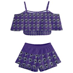 Luv Machine Robot Houndstooth Pattern (purple) Kids  Off Shoulder Skirt Bikini by emilyzragz