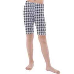 Luv Machine Robot Houndstooth Pattern (grey) Kids  Mid Length Swim Shorts by emilyzragz