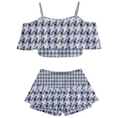 Luv Machine Robot Houndstooth Pattern (grey) Kids  Off Shoulder Skirt Bikini by emilyzragz