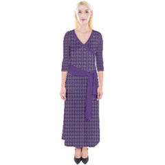 Luv Machine Robot Houndstooth Pattern (purple) Quarter Sleeve Wrap Maxi Dress by emilyzragz