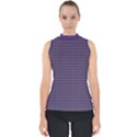 Luv Machine Robot Houndstooth Pattern (Purple) Mock Neck Shell Top View1