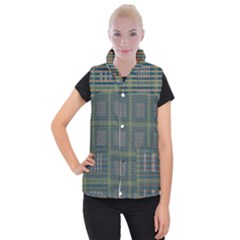 Plaid Pencil Crayon Pattern Women s Button Up Vest by emilyzragz
