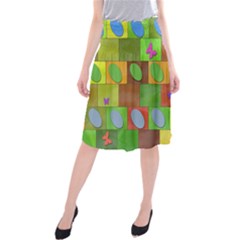 Easter Egg Happy Easter Colorful Midi Beach Skirt by Sapixe