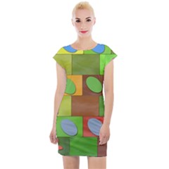 Easter Egg Happy Easter Colorful Cap Sleeve Bodycon Dress by Sapixe