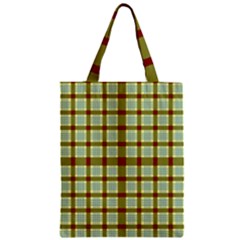 Geometric Tartan Pattern Square Zipper Classic Tote Bag by Sapixe