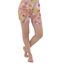 Pretty Painted Pattern Pastel Lightweight Velour Yoga Shorts by Sapixe