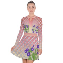 Morning Glory Argyle (sunset) Pattern Long Sleeve Panel Dress by emilyzragz