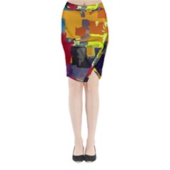 Abstract Vibrant Colour Midi Wrap Pencil Skirt by Sapixe