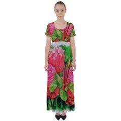 Figure Watercolor Art Nature High Waist Short Sleeve Maxi Dress by Sapixe