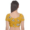 Funny Halloween Party Pattern Velvet Short Sleeve Crop Top  View2