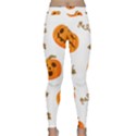 Funny Spooky Halloween Pumpkins Pattern White Orange Classic Yoga Leggings View1