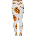 Funny Spooky Halloween Pumpkins Pattern White Orange Classic Yoga Leggings View2