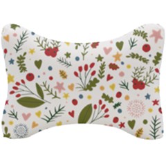 Floral Christmas Pattern  Seat Head Rest Cushion by Valentinaart