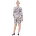 Floral Christmas pattern  Button Long Sleeve Dress View2