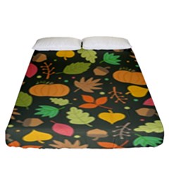 Thanksgiving Pattern Fitted Sheet (king Size) by Valentinaart