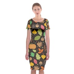 Thanksgiving Pattern Classic Short Sleeve Midi Dress by Valentinaart