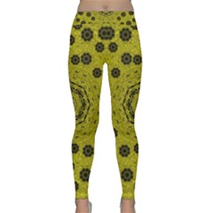 Gold For Golden People And Flowers Classic Yoga Leggings by pepitasart