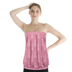 Pink Ribbon - Breast Cancer Awareness Month Strapless Top by Valentinaart