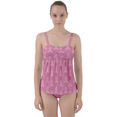 Pink Ribbon - Breast Cancer Awareness Month Twist Front Tankini Set by Valentinaart