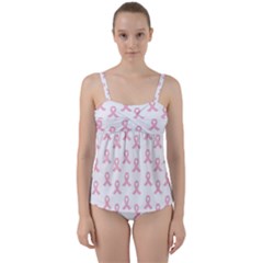 Pink Ribbon - Breast Cancer Awareness Month Twist Front Tankini Set by Valentinaart