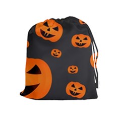 Halloween Pumpkin Autumn Fall Drawstring Pouch (xl) by Sapixe