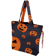 Halloween Pumpkin Autumn Fall Drawstring Tote Bag by Sapixe