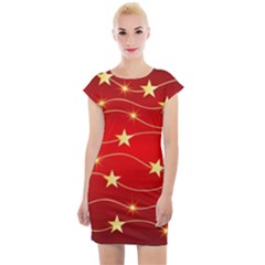 Stars Background Christmas Decoration Cap Sleeve Bodycon Dress by Sapixe