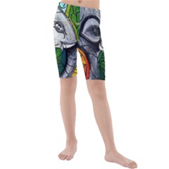 Graffiti The Art Of Spray Mural Kids  Mid Length Swim Shorts by Sapixe