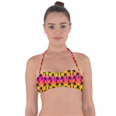 Palm Trees & Sunsets Halter Bandeau Bikini Top by Seashineswimwear