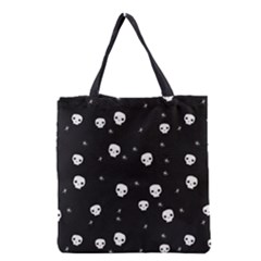 Pattern Skull Stars Halloween Gothic On Black Background Grocery Tote Bag by genx