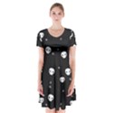 Pattern Skull Stars Halloween Gothic on black background Short Sleeve V-neck Flare Dress View1