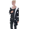 Pattern Skull Stars Halloween Gothic on black background Longline Hooded Cardigan View1