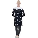 Pattern Skull Stars Halloween Gothic on black background Longline Hooded Cardigan View2